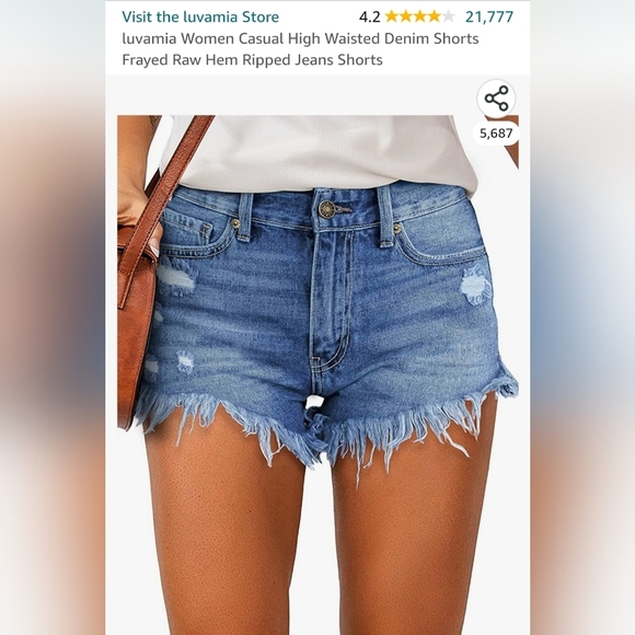NWOT Amazon High Waisted Distressed Denim Jean Shorts - Picture 1 of 4